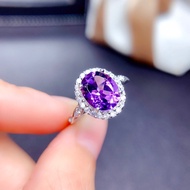 Silver 925 Original Ring For Women Natural purple gem Adjustable rings Fashion Jewellery/Cincin Perak Perempuan Murah KK1550