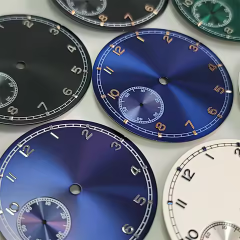 37mm Watch Dial Silver/Blue/Black/Green 9 O'clock Position Watch Face for ETA 6497 Movement ETA6497 