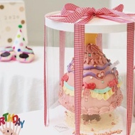 ins風加高雙層三層四層6寸8寸蛋糕全透明圓形氣球蛋糕盒 雙面膜