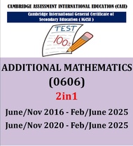Igcse ADDITIONAL MATHEMATICS 0606 past papers (PAPER 12) 2020/2016-June 2025! (2IN1 VERSION)