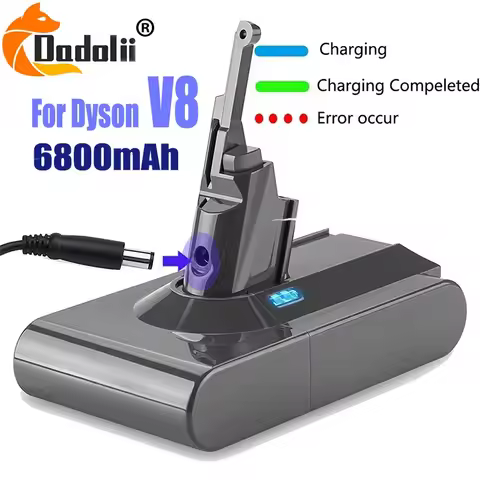 New Dyson V8 21.6V 6800mAh high capacity rechargeable 18650 lithium battery, replace Dyson V8 wirele