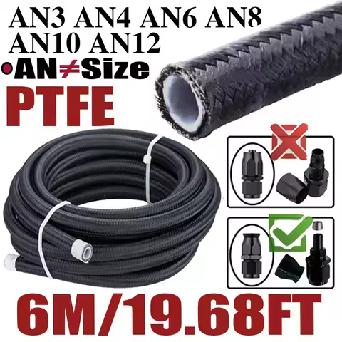 6M 19.68FT 3AN 4AN 6AN 8AN 10AN E85 PTFE Fuel Oil Gas Line Cooler Pipe Nylon Steel Brake Hose Temper