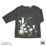 แตงโม (SUIKA) - เสื้อแตงโม คอปาดแขนสามส่วน ผ้าคอตตอนเกาหลี พิมพ์ลายดอกไม้ ( PL.C3 )