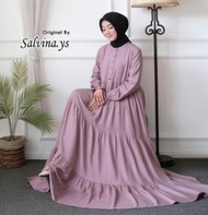 TERBARU! GAMIS WANITA MUSLIMAH SALVINA YS POLOS KANCING ORIGINAL