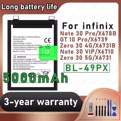 BL-49PX Large capacity Battery For infinix Note 30 Pro/GT 10 Pro/Zero 30 4G/Zero 30 5G Batteries New