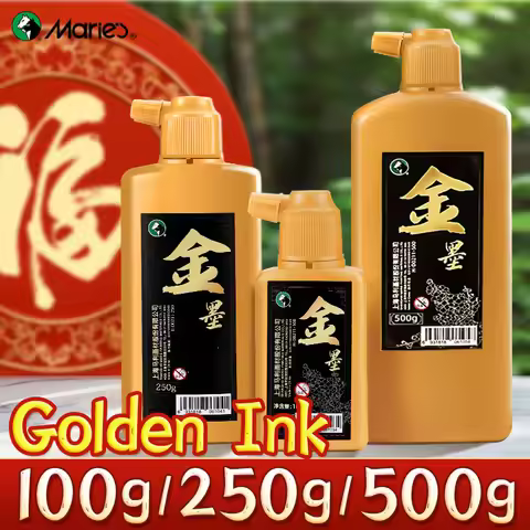Marie's Golden Sumi Ink, 500g/250g/100g High Capacity Traditional Chinese Liquid for Brush Write, Ad