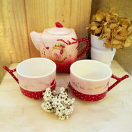 義大利Rosso 玫瑰小鳥 陶瓷茶壺700ml／雙杯組200ml 任選