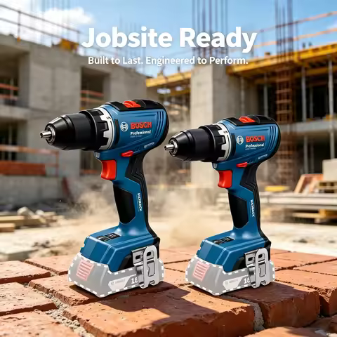 Bosch GSR 18V-65 & GSB 18V-65 Drills, Impact & Standard Combo, Durable Build for Concrete, Wood & Me