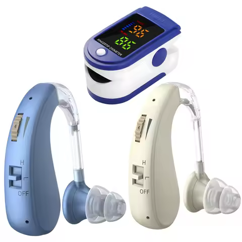 BTE Deaf Hearing Aids Rechargeable Elderly Hearing Aid Hearing Aids Or Fingertip Oximeter SpO2 PR Re