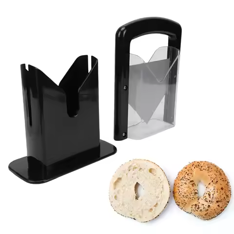 Bagel Cutter Stainless Steel Serrated Blade Kitchen Bread Slicing Tool with Safety Handle Bagel Cutt