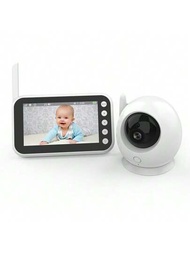 1入組嬰兒監視器，4.3英寸屏幕，可充電電池，雙向通話，溫度監控，高/低溫度警報，餵食提醒，夜視功能，搖籃曲，睡眠監測，包含2條USB數據線和1個歐規插頭轉換器
