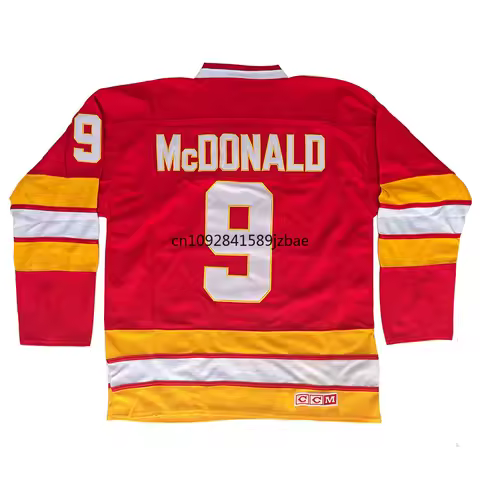 Lanny McDonald Jersey Canada Calgary Retro Ice Hockeys Jerseys 30 Mike Vernon Jersey 14 Theoren Fleu