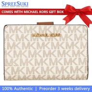 Michael Kors Wallet In Box Medium Wallet Jet Set Travel Medium Bifold Zip Coin Wallet Vanilla 35F8GT