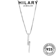 HILARY JEWELRY 純銀項鏈 Pendant Silver Diamond Leher Original Perempuan Perak 925 Women Accessories Necklace Rantai Korean Sterling For Moissanite Chain Strip Geometric N450