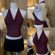 See-Through Mesh Back Tie Halter Top YNB Mesh Top