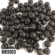 Manik Kayu wooden beads Bulat 8mm (1 Bungkus isi 24 Butir) MK91 - Hitam