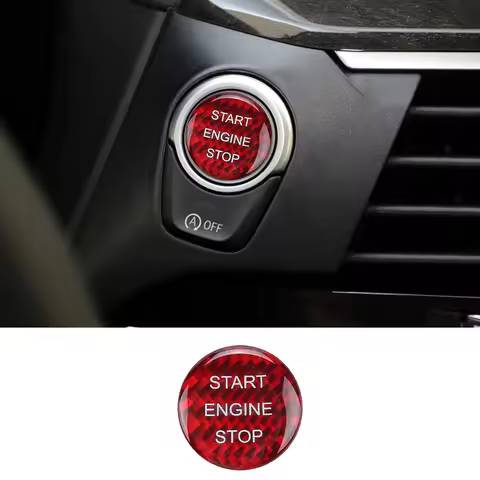 Real Carbon Fiber Engine Start Stop Button Sticker For BMW 1 2 3 4 5 6 7 Series X1 X3 X4 X5 X6 F30 F