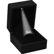 Kotak Cincin Hitam LED Jewellery Pak untuk Lamaran, Perkahwinan, Pertunangan, Hari Valentine, Hadiah