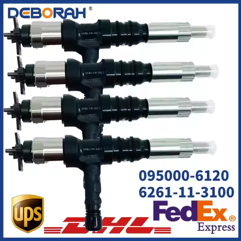 4pcs 6D140 Fuel Injector 095000-6120 6261-11-3200 For Komatsu PC450-7 PC650-8