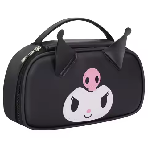 Sanrio Kuromi Melody large capacity Makeup bag multifunctional pencil case waterproof leather statio