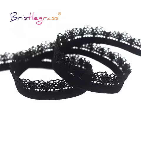 BRISTLEGRASS 50 100 Yard by Roll 3/8" 10mm Picot Loop Decorative Lace Trim Elastics Spandex Bands Ta