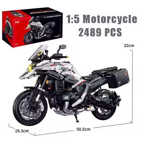 2489pcs 1:5 R1300GS Racing Motorcycle Model Lighting Building Blocks Creative Assembling DIY Toys fo