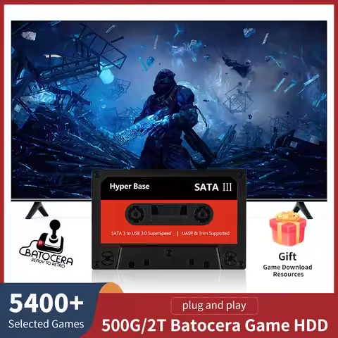 External Portable 2T HDD Batocera 35 Game Console with 5400+Selected Best Games Of Each Large Emulat