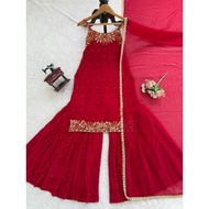 Georgette Beads Sequence Work Sleeveless Sharara Suit M-XXL NOV25