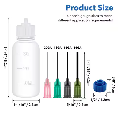 30ML Precision Applicator Bottle with Blunt Tip Needle and Cap Blunt Needles Dropper Bottle,Glue App