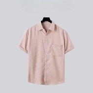 [Peinn] Men's short-sleeved Dwin high-quality velvet shirt, plain basic anti-slip