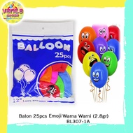 (25Pcs) Emoji Character Balloons (2.8gr), emoji balloons, emoji motif birthday balloons, smile ballo