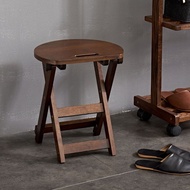 Solid Wood Foldable Stool Household Foldable Round Stool Maza Foldable High Stool Bar Stool Foldable