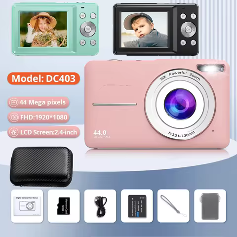 HD 1080P 2.4 inch digital Camera Rechargeable Cameras with 16x Zoom Compact Camera 44MP Cameras for 