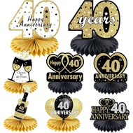 Happy 40th Anniversary Decorations Table Honeycomb Centerpiece, 8pcs 40 Wedding Anniversary Table Ce