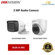 HIKVISION DS-2CE76D0T-ITPFS 2mp Audio Sound CCTV Camera build in microphone mic dome bullet coaxial 