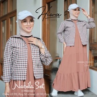 Gamis Inner Tanpa Lengan Setelan Jaket Crop Nabila Oneset Bahan Katun Rayon Viscose Busana Muslim Ko