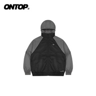 ONTOP men's windJacket with detachable hood for sun protection and water skiing, 2 layers black mixe