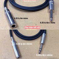 6mm mono extension cable for DIY microphone 0.5M to 5M - 6.35mm, 6mm ste extension cable- microphone