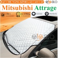 Windshield sunshade for Mitsubishi Attrage, premium 3-layer umbrella fabric - silver