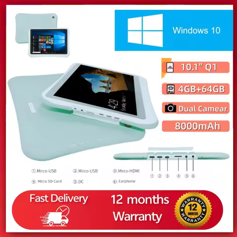 10.1 Inch Windows 10 64-bit 4GB 64GB Intel Atom x5-Z8350 CPU Quad Core Tablets PC 8000MAH HDMI-Compa