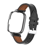 สายหนังสำหรับ Xiaomi Redmi Watch 3 Active สายนาฬิกาพร้อมกรอบโลหะสำหรับ Redmi Watch 3 2 Lite สายคล้อง/Mi Watch Lite สายคล้อง smartwatch สายรัด