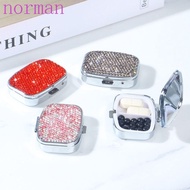 NORMAN Mini Pill Case, Multifunctional Cute Rhinestone-encrusted Jewelry Box, Portable Kawaii Shiny Waterproof Storage Box Medicine