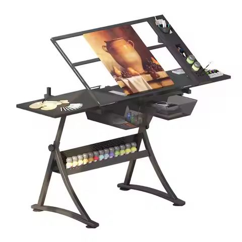 Desk Engineering Drawing Designer Workbench Studio Solid Wood Painting Table
