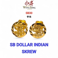 Wing Sing Subang Logo Indian Design Emas 916 / 916 Gold Dollar Ohm Sanskrit Logo Big Screws Earring