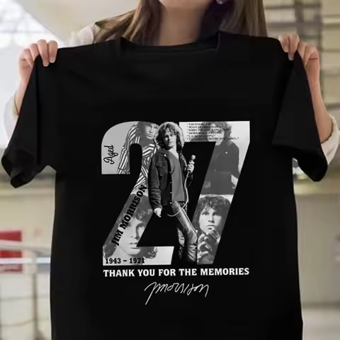 Jim Morrison 27 Years Of Thank You For The Memories T Shirt Black