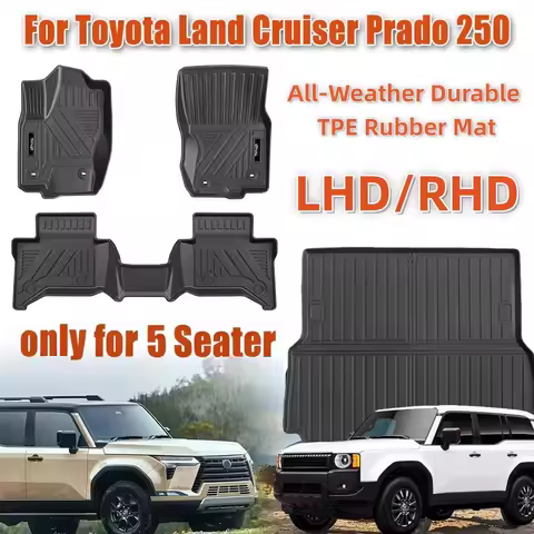 Floor Mats Cargo Liner for Toyota Land Cruiser Prado 250 LC250 for 5 Seat TPE All Weather Floor Line