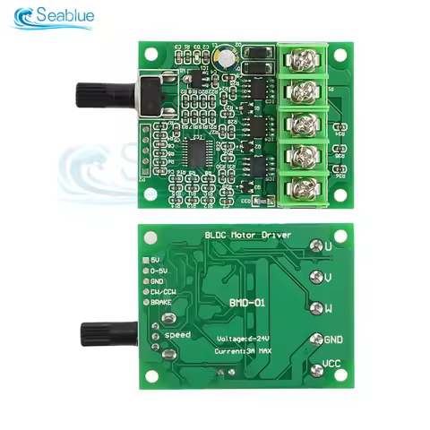 6V-24V 3A Brushless DC Motor Driver Controller Board with Reverse Voltage Over Current Protection fo