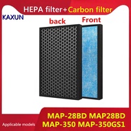 เหมาะสำหรับ Midea MAP-28BD MAP28BD MAP-350 MAP-350GS1เครื่องฟอกอากาศ HEPA เปิดใช้งานคาร์บอนคอมโพสิตตัวกรอง PM2.5ฝุ่นและฟอร์มาลดีไฮด์อุปกรณ์เสริม