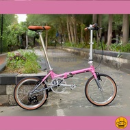 Fnhon Gale 18" • 5 Speeds Sensah Mialo • Pink • Foldable Foldie Folding Bicycle Bike • Litepro Aero 