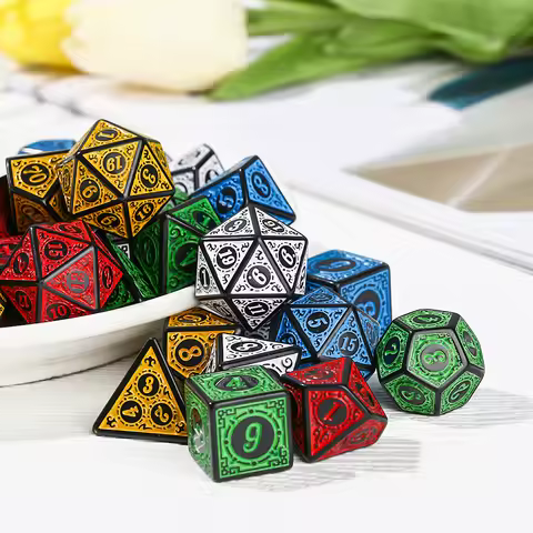 7Pcs Polyhedral Dice Double-Colors Polyhedral Game Dice for RPG Dungeons and Dragons DND RPG D20 D12
